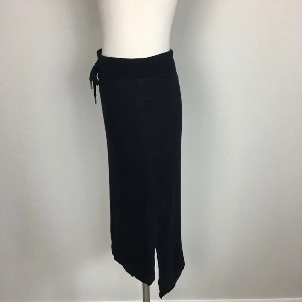 Athleta Black Knit Pull On Tie Waist  Straight Skirt XS